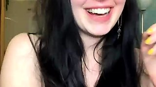 Cute curly brunette solo webcam masturbation