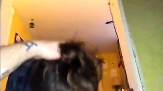 Skinny Brunette Loves Sucking Cock