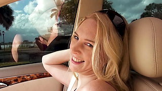 Smiley blonde MILF Delirious Hunter gets fucked in the backseat of a car