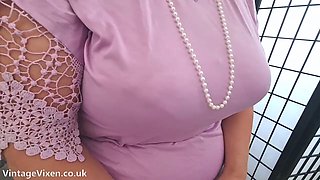 BBW Wife Strips from Big Bra to Huge Boobs in Vintage Panties