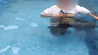 A Hot Couple's Risky Fun in the Swimming Pool.