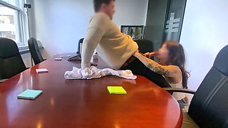 Caught getting a blowjob by the office slut secretary