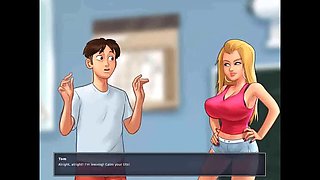 Summertime Saga: Horny MILF Cougar Seduces Young Guy in Backyard – Cartoon Sex Ep 108