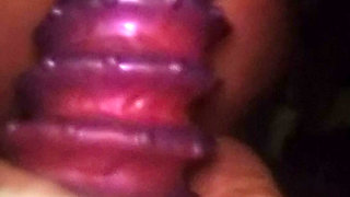 Slack hole whore fucks monster dildo