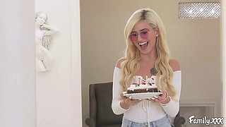 Tiny Young Blonde Fucks and Sucks Stepdad For His Birthday