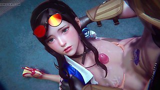 3d animation, korean cute girl, girls sexing