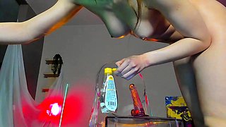 Beautiful wife masturbating show with webcam with toys