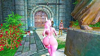 Thicc bunny MOMO shows off her big boobs in Skyrim gameplay