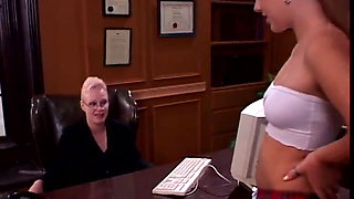 Principal scolding brunette slut