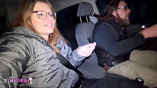 Horny wife gets naughty in the parking lot - exchanges pussy pounding for car servicing!