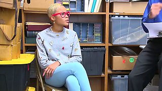 Caught ebony teenager gets xxx from officer
