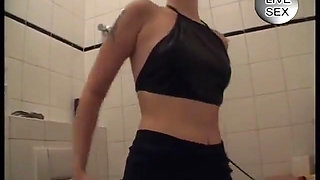 German teen slut fucks in the kitchen