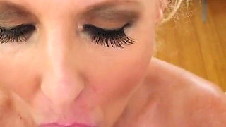 Sexy blonde milf Lacy Cummings POV blowjob cum swallow