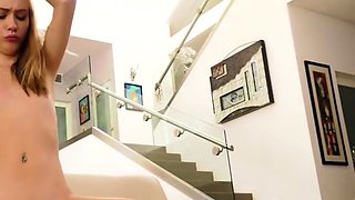 sexy blonde teen takes solid rod and gets facialized