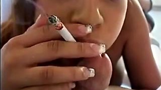 Ebony Angel smoking fetish blowjob