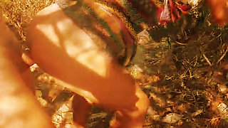 Indian summer, outdoors, wild love on hard ground