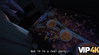 Busty brunette has some fun with a guy she met at a party POV