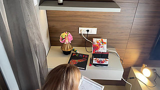 Amazingly Beautiful Hot Blonde with Nice Legs and Hairy Pussy Takes Her Lace Panties off to Show Bottom Camera