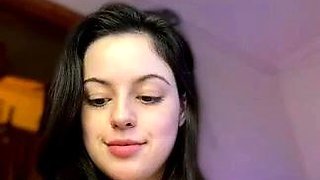 Brunette with big boobs teasing on webcam