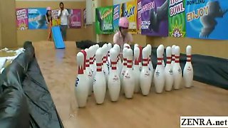 Subtitled Japanese amateur bowling game with foursome