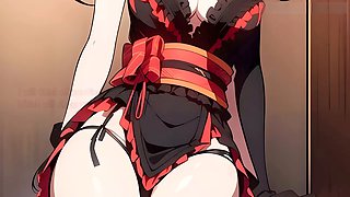 Kurumi, edging handjob, anime joi