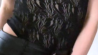 Amateur redhead masturbates then gives a blowjob