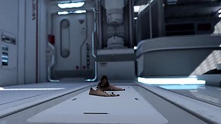 3D animation fuck on a space station with sexy blonde