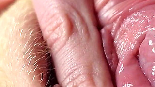 Spreading My Big Pussy Labia Closeup