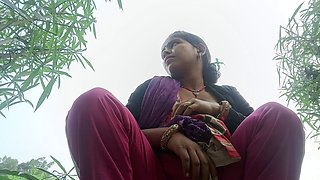 Indian Desi Bhabhi fingering outdoors