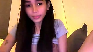 Tattood shemale tranny plays with ass during masturbation