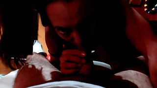 She sucks it like crazy with another dick in her ass