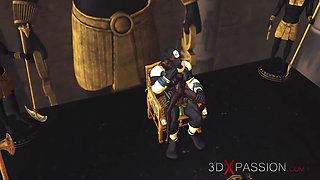 Sex in ancient Egypt! Anubis fucks a young egyptian slave in his temple
