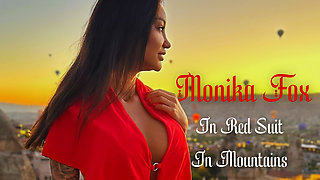Gorgeous Monika Fox In Red Suit In Mountains