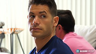 Stepson and buddy slam mature Asian step-daughter's ass and face with DP