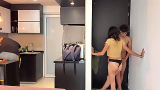 Horny Cuckold Husband Watches Secretly as Busty Latina Neighbor Fucks His Wife Rough Anal