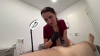 Laser on balls, cock in throat