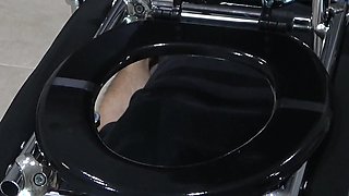 Twice Morning Pissing in Slave's Mouth, High and Low Pressure. Human Toilet, Drinking Piss, Pussy Cleanup