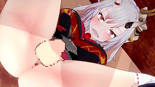 Nakiri Ayame enjoys some flirty fun in the bedroom