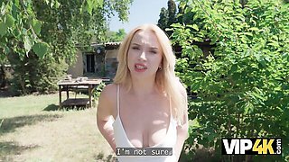 Sexy Blonde Big Boobs Solves Overdue Debt