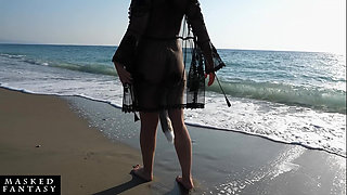 Sexy Woman at the Beach Takes a Foxtail Butt Plug in Her Ass - Outdoor Anal Plug