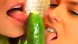 Teen Veronika fucks a cucumber.