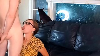 Massive Cumshot Facial on a Horny Brunette MILF