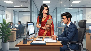 Indian secretary marries hardcore Dia in the night office promotion animation