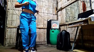 A Patient Pleasures His Nurse at Home with His Massive Cock. Authentic Amateur Porn with a Sexy Nurse.