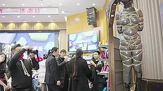 Chinese public supension bondage in latex