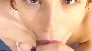 Busty Showing off and Giving a Blowjob