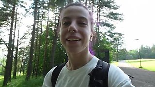 Norwegian Vlogger Norage Solo Oslo Outdoor Masturbation with Big Natural Tits & Dildo