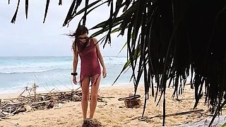 Public Beach Butt Plug Insertion by a Solo Female