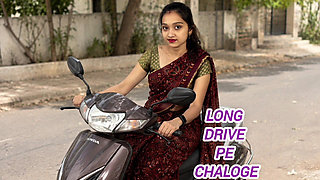 Indian Desi Girl Driving Scooty with Saree and Enjoy Hardcor Swx