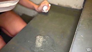 Beautiful Petite Sperm Slut Slurps Her Doms Cum Off The Filthy Stairs With Brooke Johnson